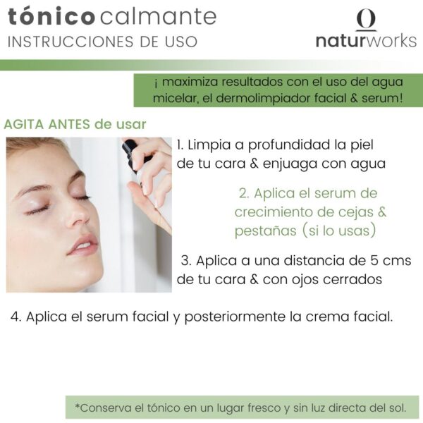 Modo de uso ventajas del tónico facial calmante