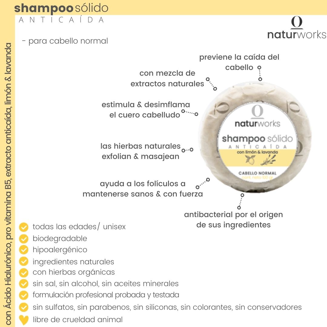 ventajas del shampoo sólido anticaída