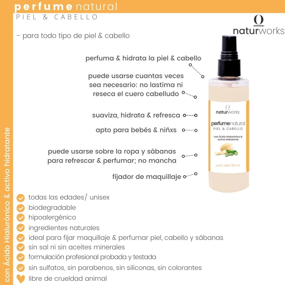 ventajas PERFUME Natural para piel & cabello aroma Pepino Melón