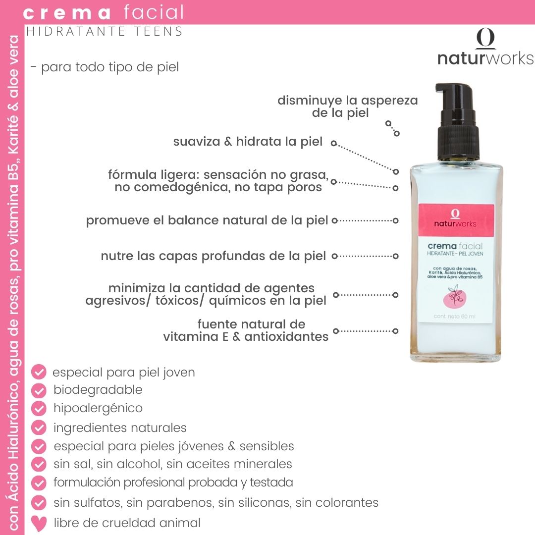 ventajas CREMA facial TEENS